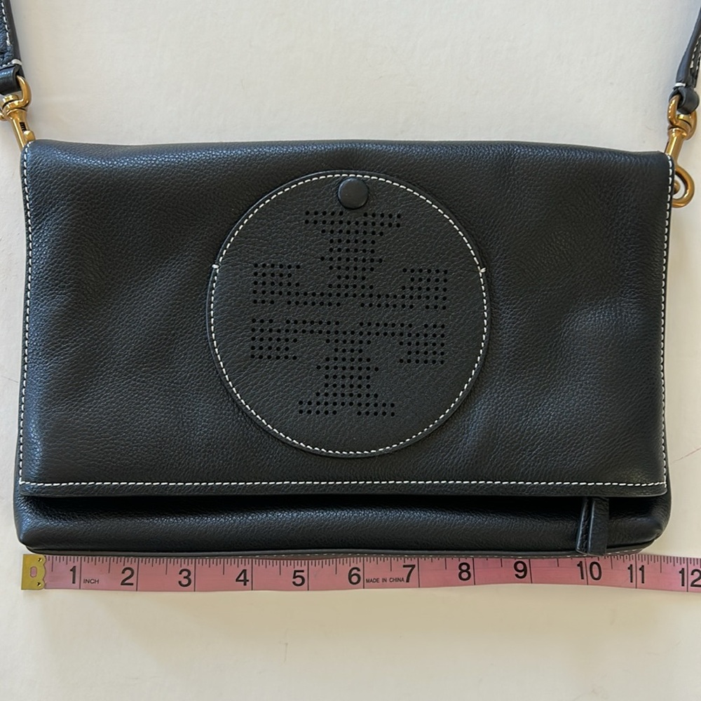 Tory Burch Perforated Logo Fold Over Crossbody Bag - Picture 13 of 15